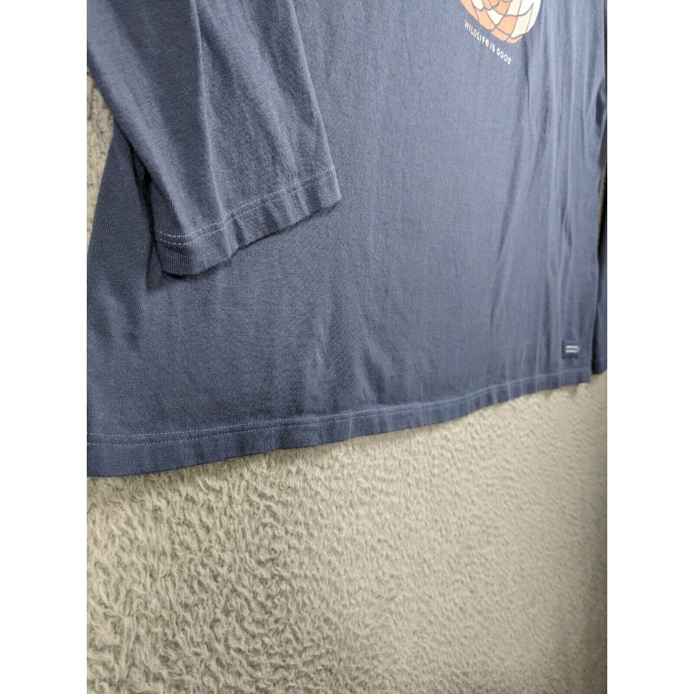 Life is Good Shirt XXL Crusher Long Sleeve T V Neck Fox Wildlife is Good Blue - Picture 11 of 13